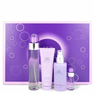 Perry Ellis 360 Purple by Perry Ellis Gift Set — 3.4 oz Eau De Parfum Spray + .25 oz Mini EDP Spray + 4 oz Body Mist Spray + 3 oz Shower Gel (Women)