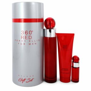 Perry Ellis 360 Red by Perry Ellis Gift Set — 3.4 oz Eau De Toilette Spray + .25 oz Mini EDT Spray + 3 oz Shower Gel in Tube Box (Men)